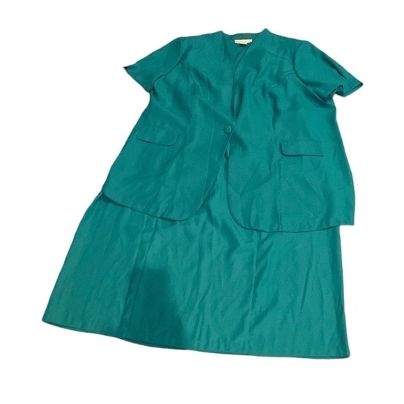 Allison Woods turquoise 2 piece dress suit - Picture 1 of 7